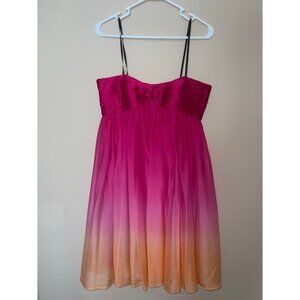 Pink & Orange Ombré Strapless Silk Dress - Laundry by Design - Like new size 4
